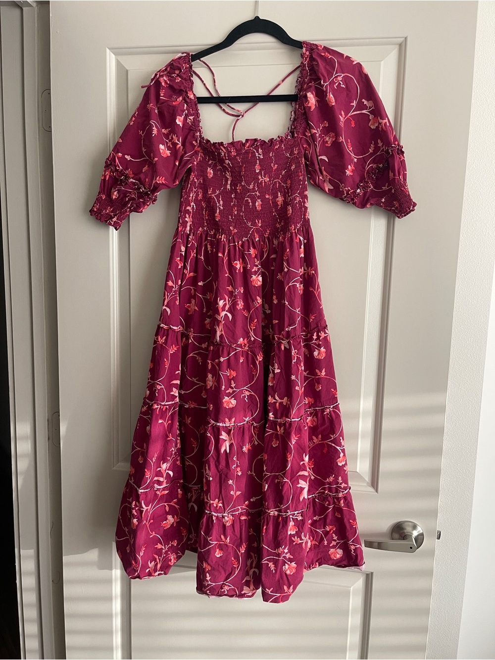 Hill House Nap Dress XS Pink Floral Smocked